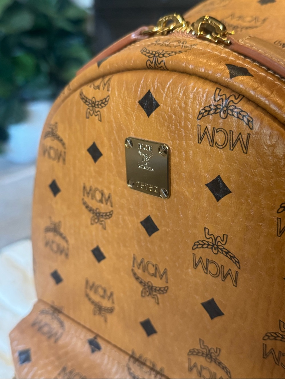 MCM Cognac Monogram Visetos Backpack - Picture 4 of 9